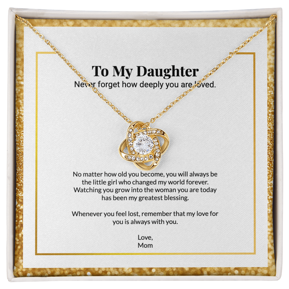 To My Daughter Forever Love Message Card Necklace