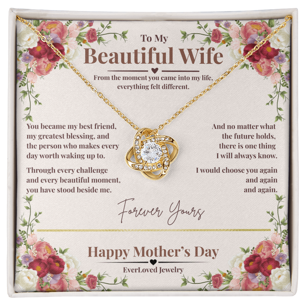 To My Beautiful Wife – Forever Yours Love Knot Necklace