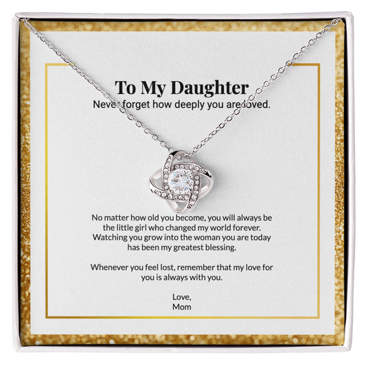 To My Daughter Forever Love Message Card Necklace