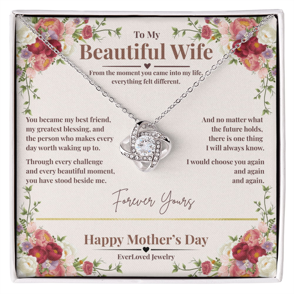 To My Beautiful Wife – Forever Yours Love Knot Necklace