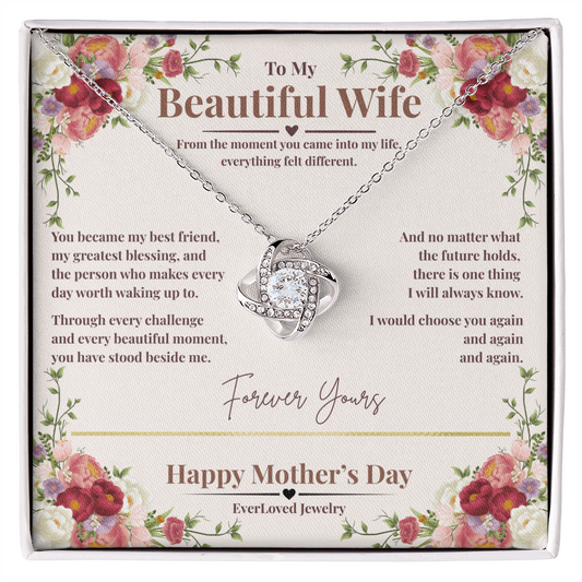 To My Beautiful Wife – Forever Yours Love Knot Necklace