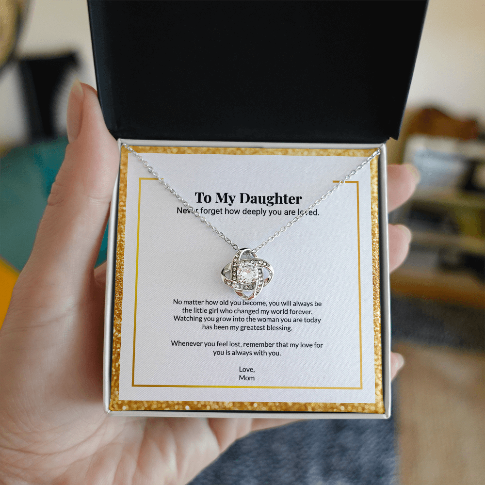 To My Daughter Forever Love Message Card Necklace