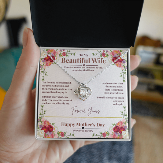 To My Beautiful Wife – Forever Yours Love Knot Necklace