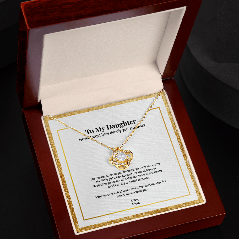 To My Daughter Forever Love Message Card Necklace