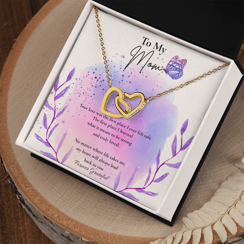 To My Mom – Forever Grateful Interlocking Hearts Necklace
