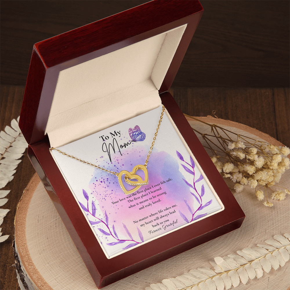 To My Mom – Forever Grateful Interlocking Hearts Necklace