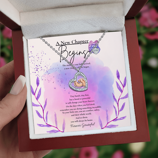 A New Chapter Begins – Baby Feet Heart Necklace for New Moms