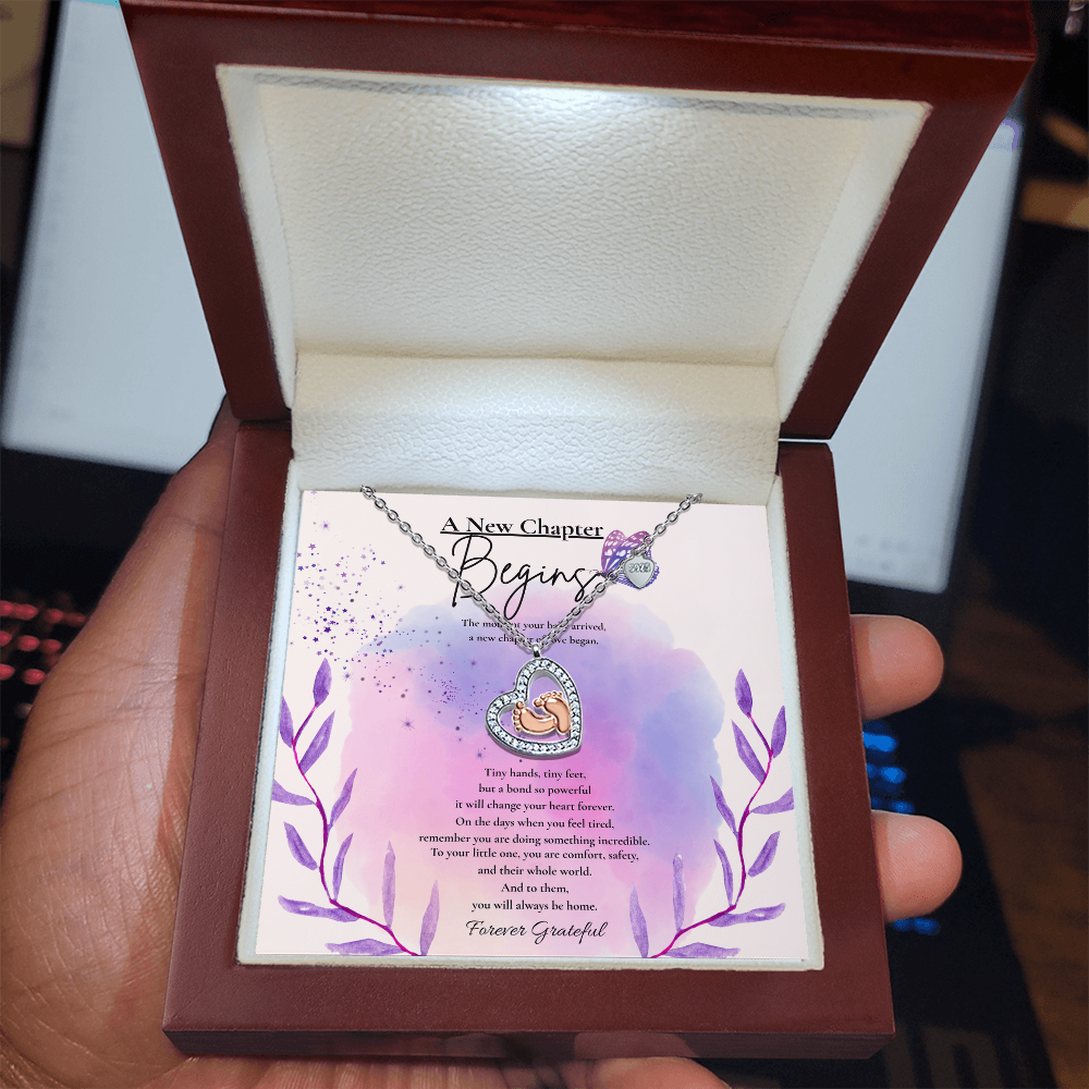 A New Chapter Begins – Baby Feet Heart Necklace for New Moms