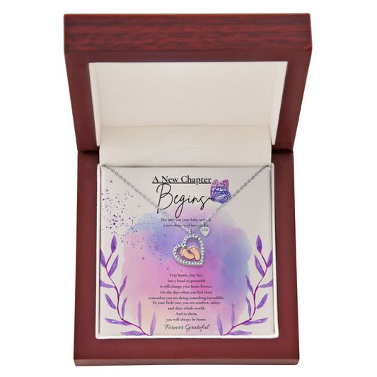 A New Chapter Begins – Baby Feet Heart Necklace for New Moms